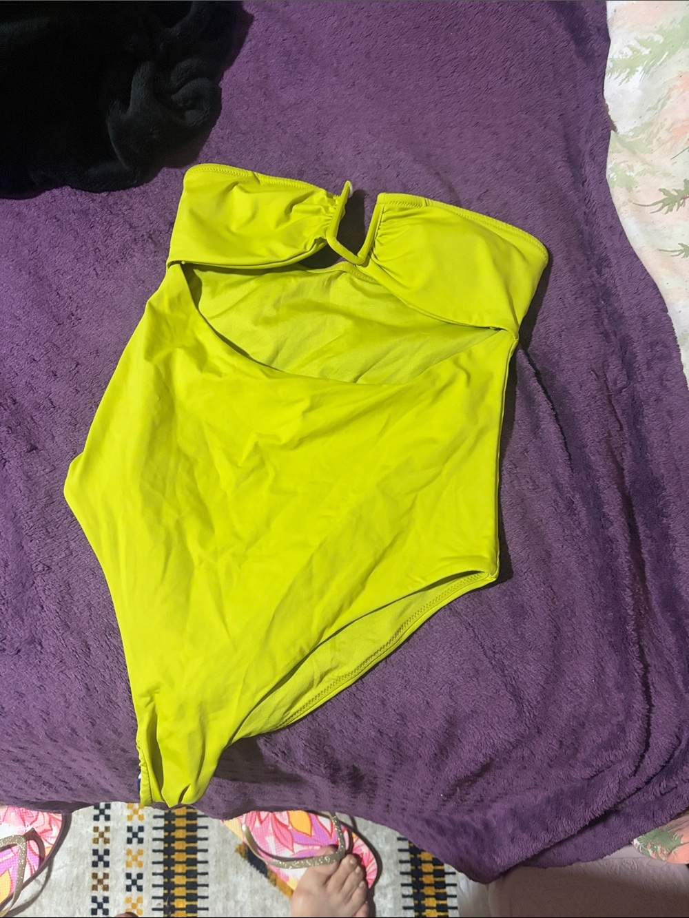 Zara Neon Yellow Strapless One-Piece Swimsuit